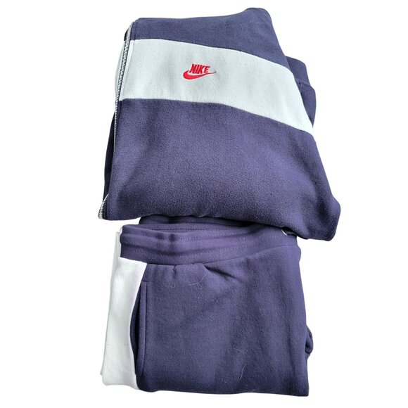 90s Nike Mens 3X Navy Tracksuit Set Hooded Jacket & Joggers White Tag Embroidere - Picture 9 of 16